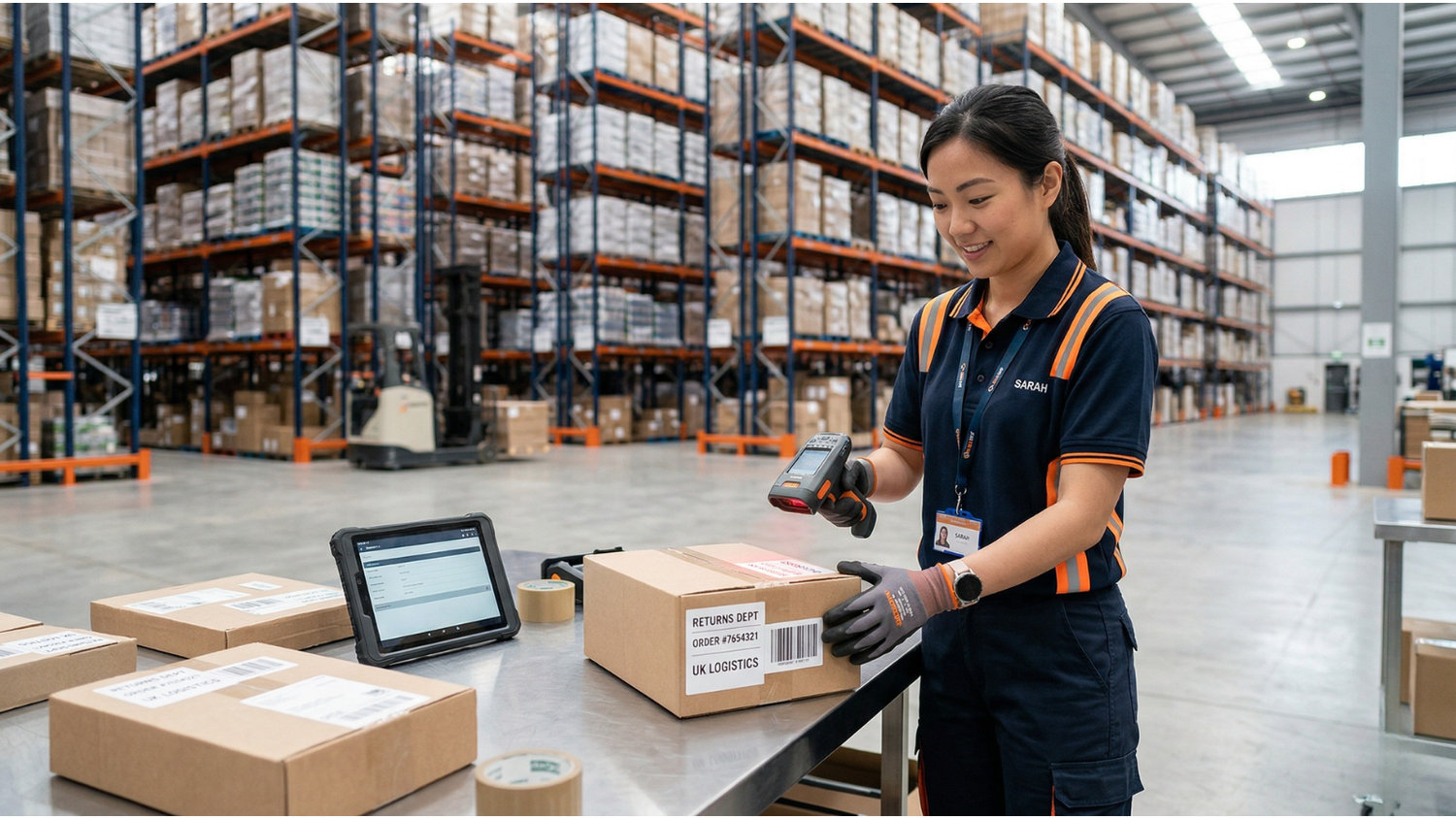 MBL warehouse team member scanning and packing an order